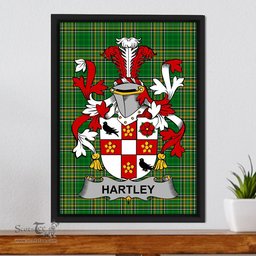 Irish Hartigan or O'Hartagan Coat of Arms Family Crest Ireland Framed Canvas Print Irish National Tartan