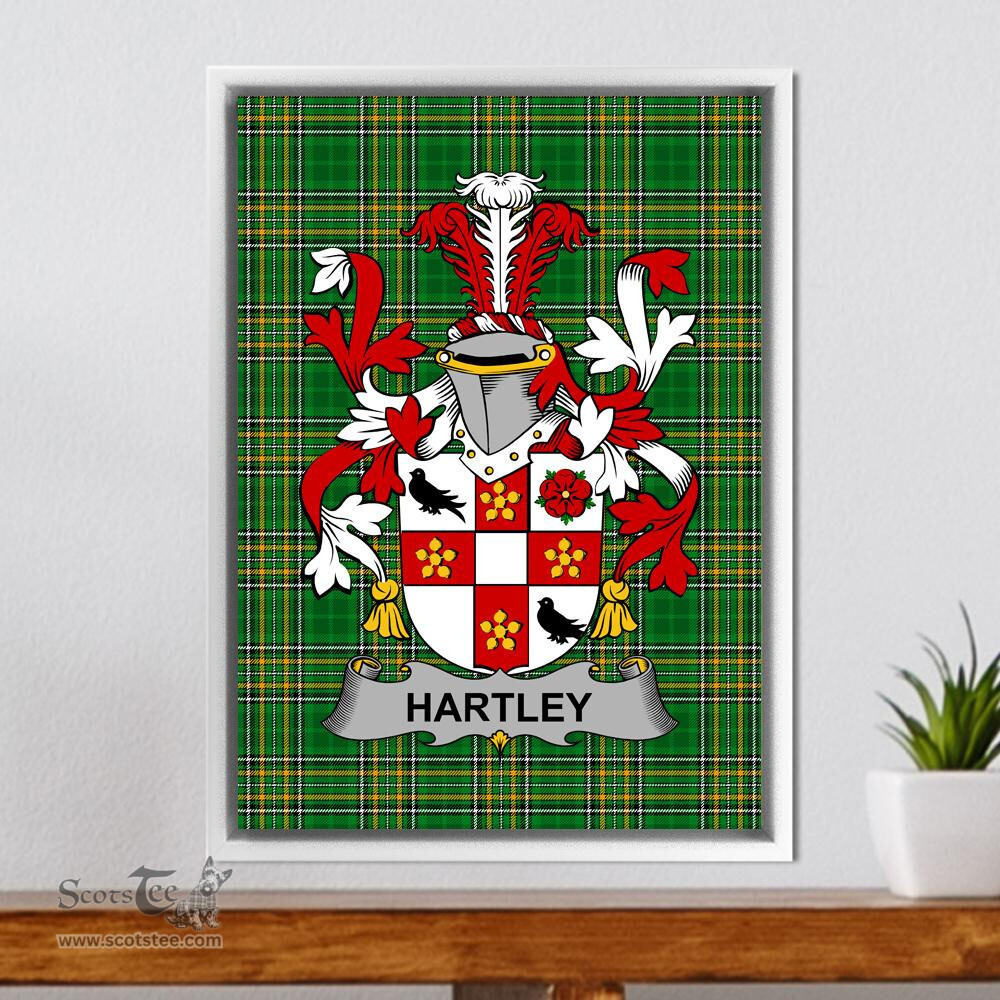 Irish Hartigan or O'Hartagan Coat of Arms Family Crest Ireland Framed Canvas Print Irish National Tartan