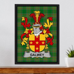 Irish Galwey Coat of Arms Family Crest Ireland Framed Canvas Print Irish National Tartan