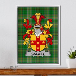 Irish Galwey Coat of Arms Family Crest Ireland Framed Canvas Print Irish National Tartan