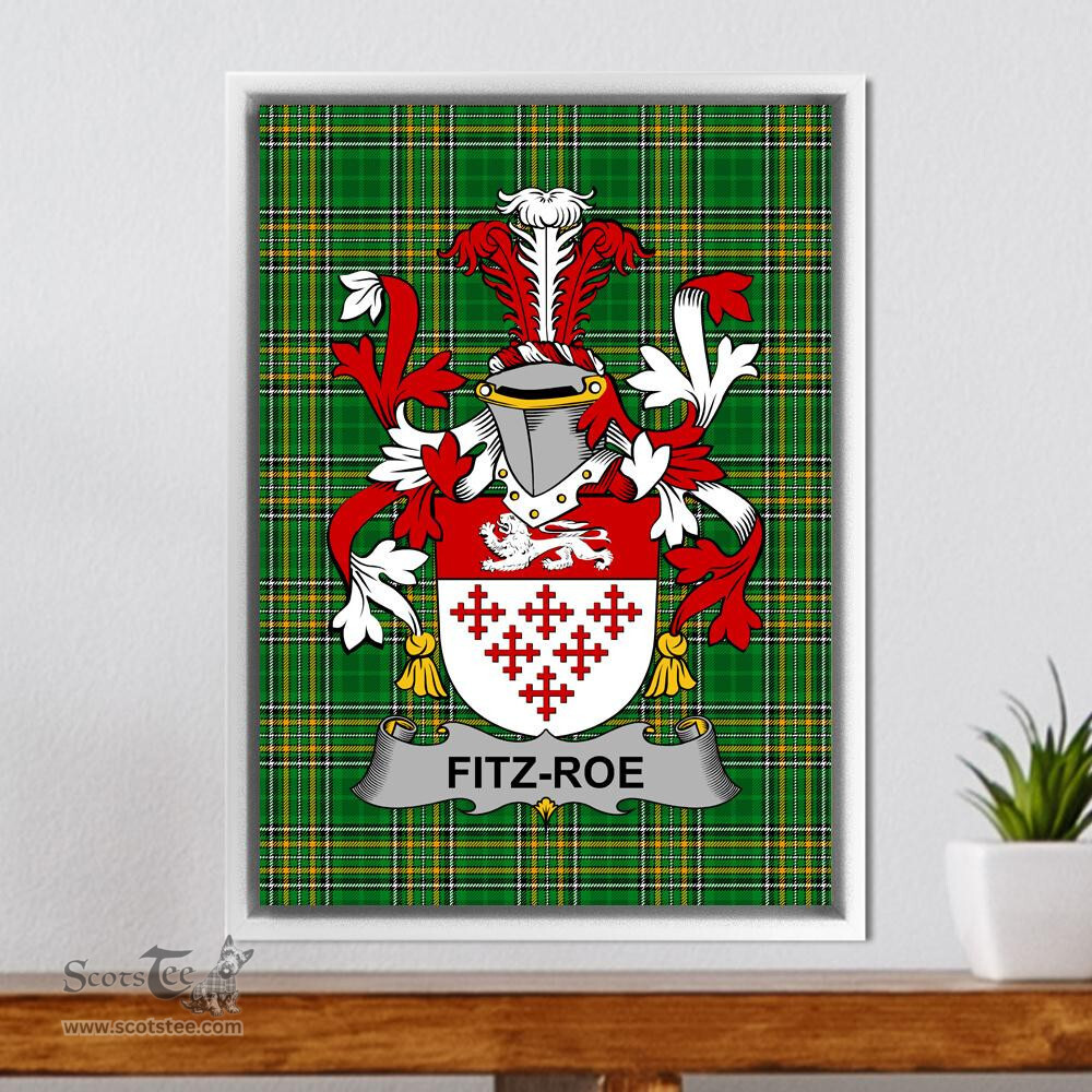 Irish Fitz-Roe Coat of Arms Family Crest Ireland Framed Canvas Print Irish National Tartan