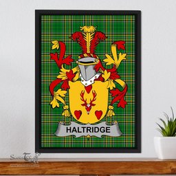 Irish Haltridge Coat of Arms Family Crest Ireland Framed Canvas Print Irish National Tartan
