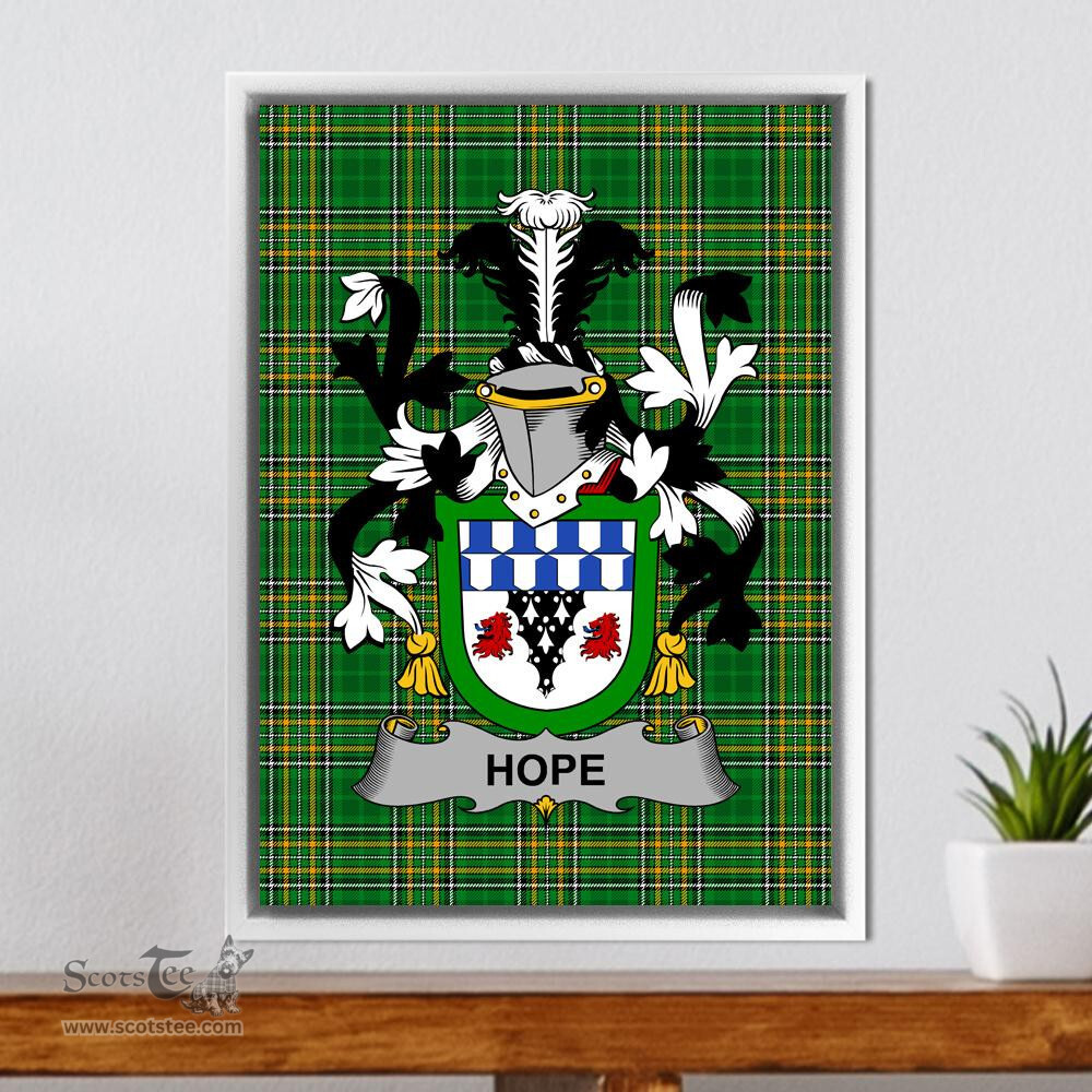 Irish Hope Coat of Arms Family Crest Ireland Framed Canvas Print Irish National Tartan