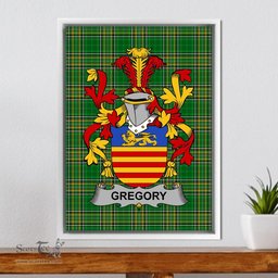 Irish Gregory Coat of Arms Family Crest Ireland Framed Canvas Print Irish National Tartan