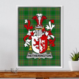 Irish Hetherington Coat of Arms Family Crest Ireland Framed Canvas Print Irish National Tartan