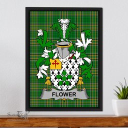 Irish Flower Coat of Arms Family Crest Ireland Framed Canvas Print Irish National Tartan