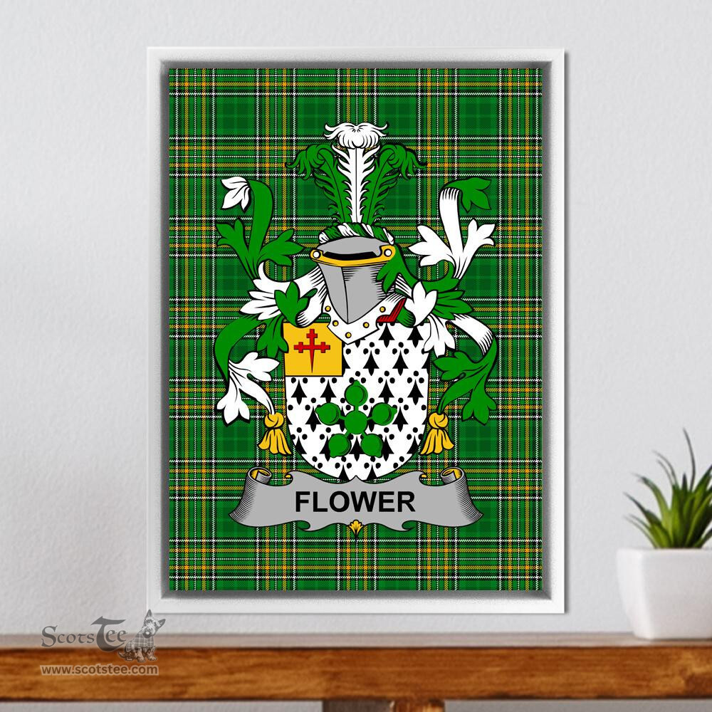 Irish Flower Coat of Arms Family Crest Ireland Framed Canvas Print Irish National Tartan