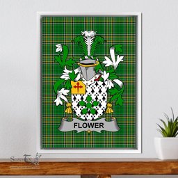 Irish Flower Coat of Arms Family Crest Ireland Framed Canvas Print Irish National Tartan