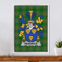 Irish Hendrick or O'Henrick Coat of Arms Family Crest Ireland Framed Canvas Print Irish National Tartan