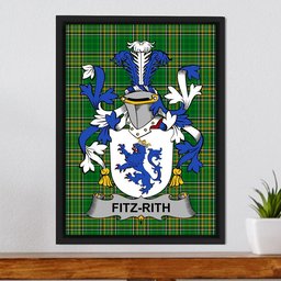 Irish Fitz-Rith Coat of Arms Family Crest Ireland Framed Canvas Print Irish National Tartan