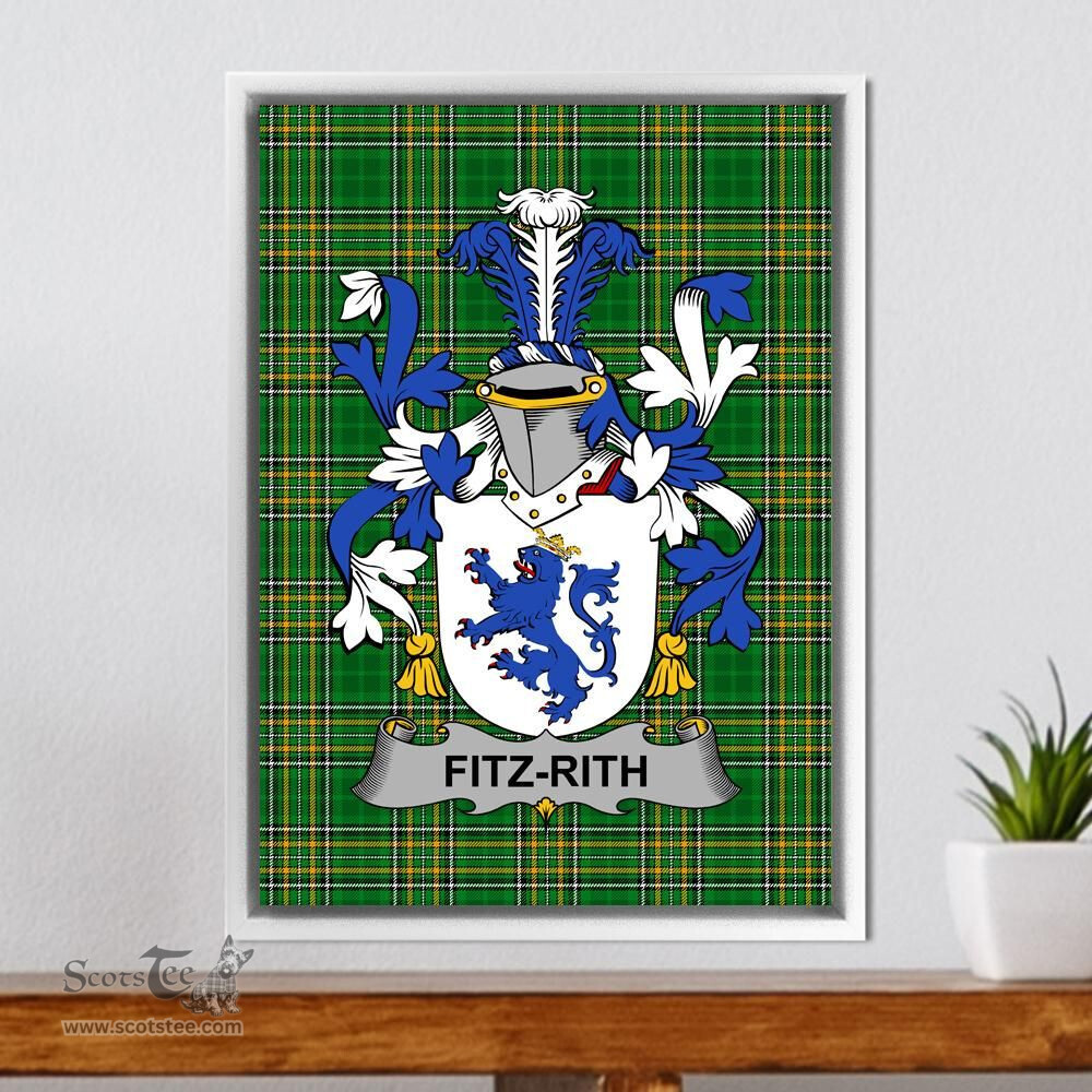 Irish Fitz-Rith Coat of Arms Family Crest Ireland Framed Canvas Print Irish National Tartan