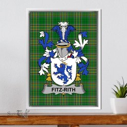 Irish Fitz-Rith Coat of Arms Family Crest Ireland Framed Canvas Print Irish National Tartan