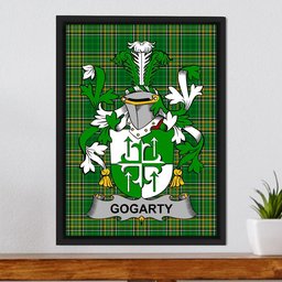 Irish Gogarty Coat of Arms Family Crest Ireland Framed Canvas Print Irish National Tartan
