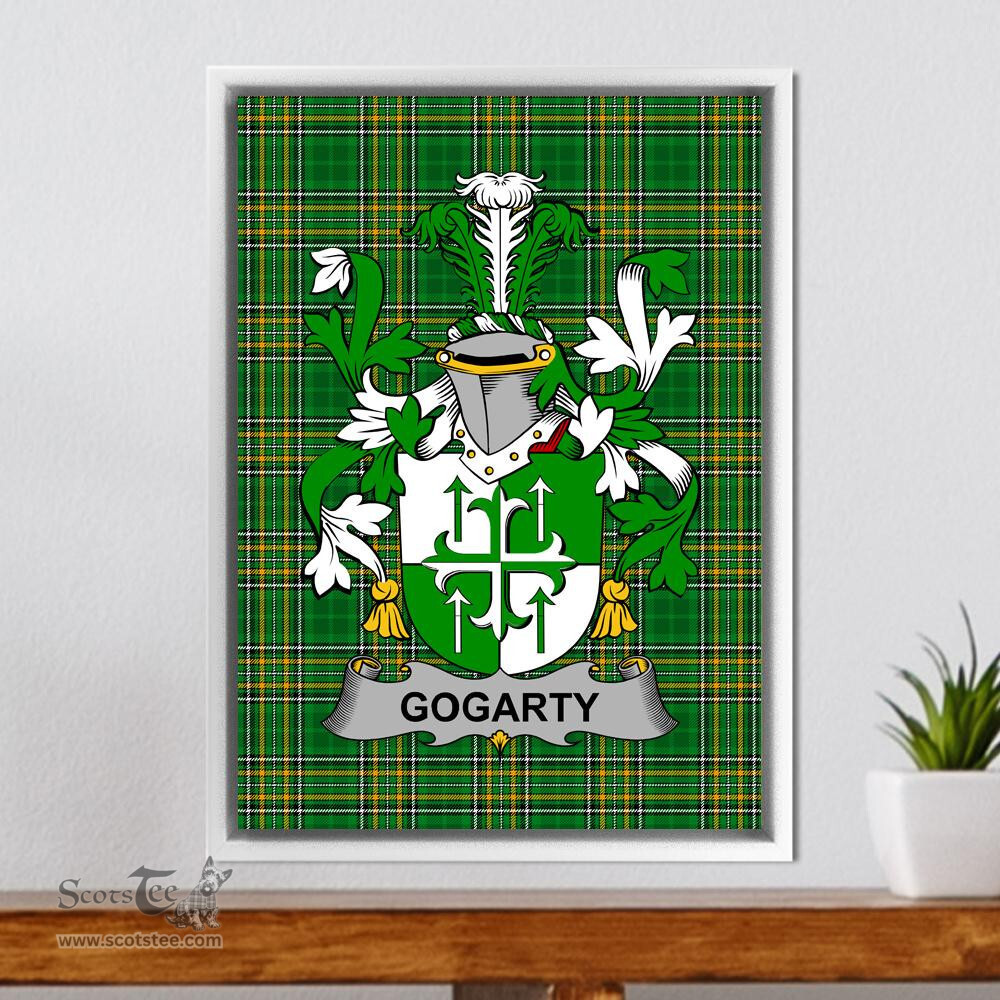 Irish Gogarty Coat of Arms Family Crest Ireland Framed Canvas Print Irish National Tartan