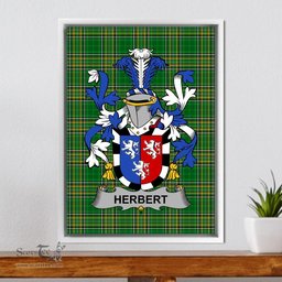 Irish Herbert Coat of Arms Family Crest Ireland Framed Canvas Print Irish National Tartan