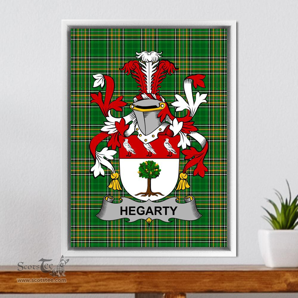 Irish Hegarty or O'Hagerty Coat of Arms Family Crest Ireland Framed Canvas Print Irish National Tartan