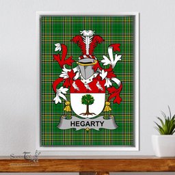 Irish Hegarty or O'Hagerty Coat of Arms Family Crest Ireland Framed Canvas Print Irish National Tartan