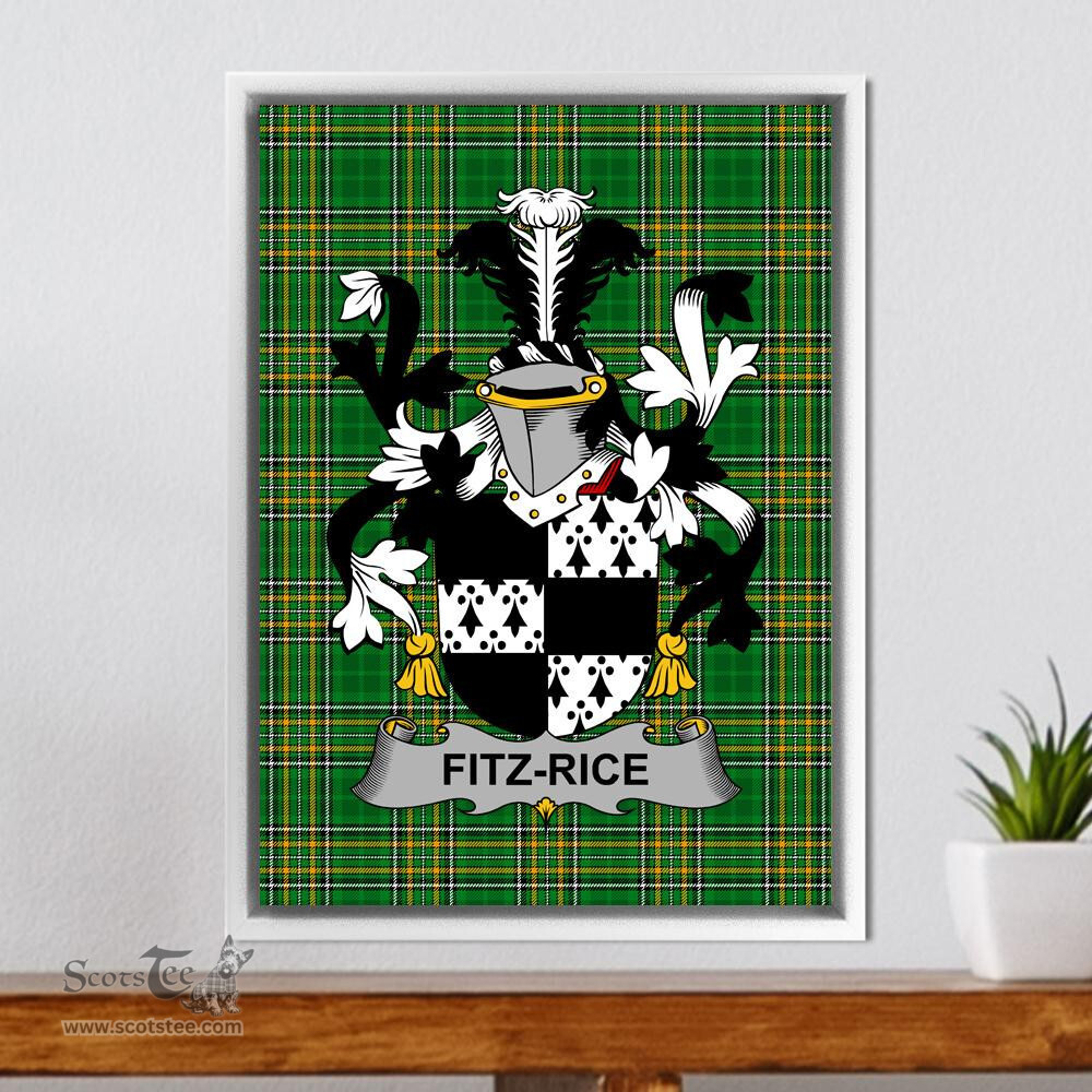 Irish Fitz-Rice Coat of Arms Family Crest Ireland Framed Canvas Print Irish National Tartan