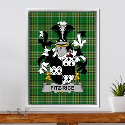 Irish Fitz-Rice Coat of Arms Family Crest Ireland Framed Canvas Print Irish National Tartan