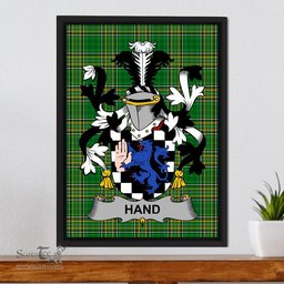 Irish Handcock Coat of Arms Family Crest Ireland Framed Canvas Print Irish National Tartan