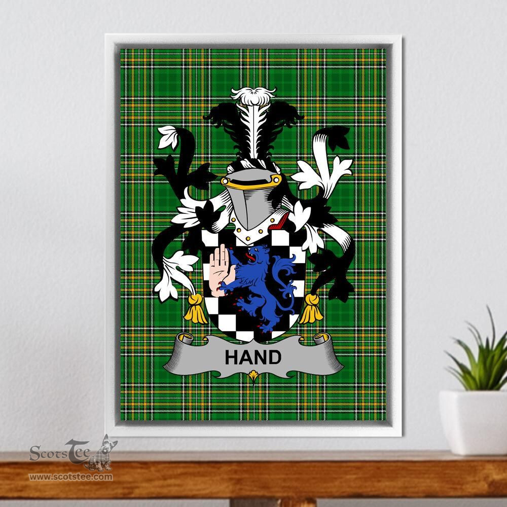 Irish Handcock Coat of Arms Family Crest Ireland Framed Canvas Print Irish National Tartan