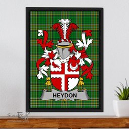 Irish Heydon Coat of Arms Family Crest Ireland Framed Canvas Print Irish National Tartan