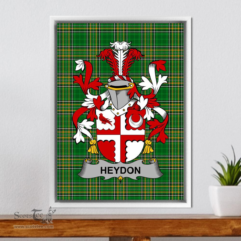 Irish Heydon Coat of Arms Family Crest Ireland Framed Canvas Print Irish National Tartan