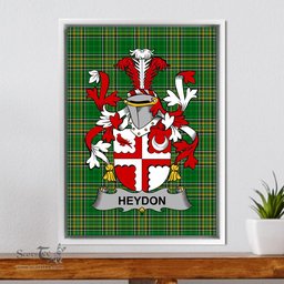Irish Heydon Coat of Arms Family Crest Ireland Framed Canvas Print Irish National Tartan
