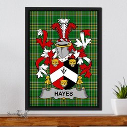 Irish Hayes Coat of Arms Family Crest Ireland Framed Canvas Print Irish National Tartan