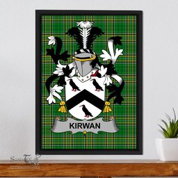 Irish Kirwan or O'Kerwin Coat of Arms Family Crest Ireland Framed Canvas Print Irish National Tartan