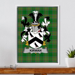 Irish Kirwan or O'Kerwin Coat of Arms Family Crest Ireland Framed Canvas Print Irish National Tartan