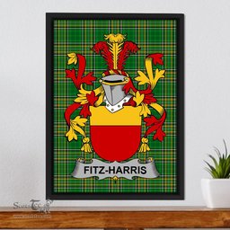 Irish Fitz-Harris Coat of Arms Family Crest Ireland Framed Canvas Print Irish National Tartan