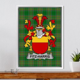 Irish Fitz-Harris Coat of Arms Family Crest Ireland Framed Canvas Print Irish National Tartan