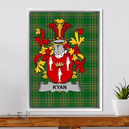 Irish Kyan or O'Kyan Coat of Arms Family Crest Ireland Framed Canvas Print Irish National Tartan