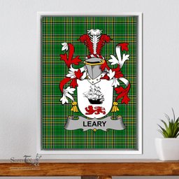 Irish Leary or O'Leary Coat of Arms Family Crest Ireland Framed Canvas Print Irish National Tartan