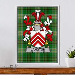 Irish Langton Coat of Arms Family Crest Ireland Framed Canvas Print Irish National Tartan