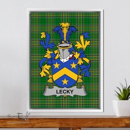 Irish Lecky or Lackey Coat of Arms Family Crest Ireland Framed Canvas Print Irish National Tartan