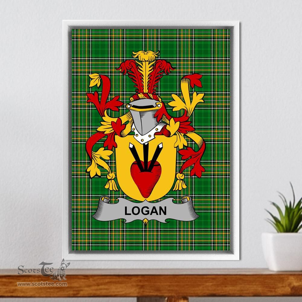 Irish Logan Coat of Arms Family Crest Ireland Framed Canvas Print Irish National Tartan