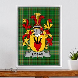 Irish Logan Coat of Arms Family Crest Ireland Framed Canvas Print Irish National Tartan