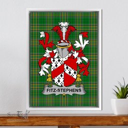 Irish Fitz-Stephens Coat of Arms Family Crest Ireland Framed Canvas Print Irish National Tartan