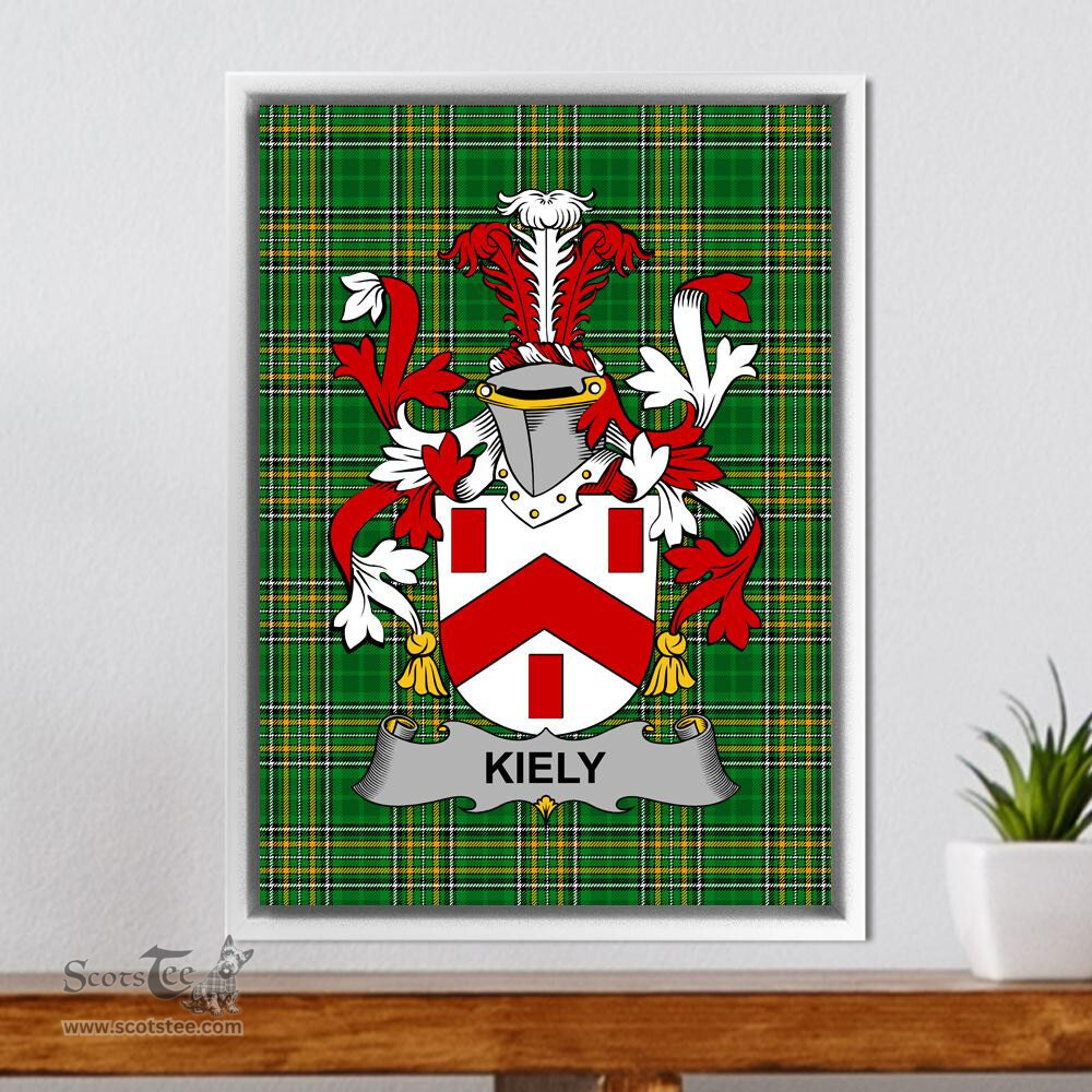Irish Kiely Coat of Arms Family Crest Ireland Framed Canvas Print Irish National Tartan