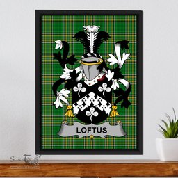 Irish Loftus Coat of Arms Family Crest Ireland Framed Canvas Print Irish National Tartan