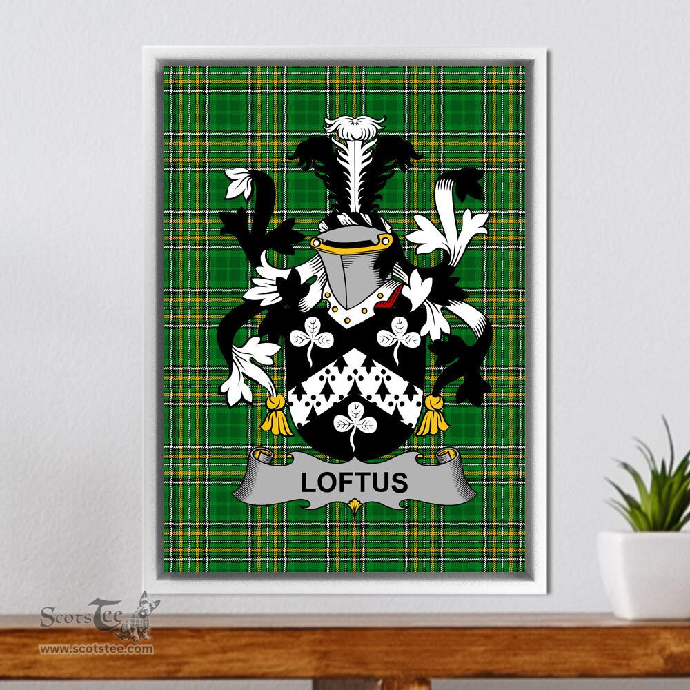 Irish Loftus Coat of Arms Family Crest Ireland Framed Canvas Print Irish National Tartan