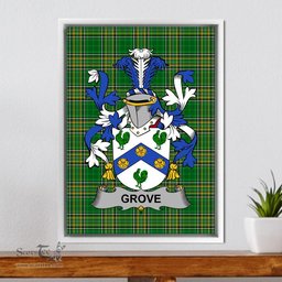 Irish Grove Coat of Arms Family Crest Ireland Framed Canvas Print Irish National Tartan