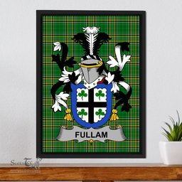 Irish Fullam Coat of Arms Family Crest Ireland Framed Canvas Print Irish National Tartan