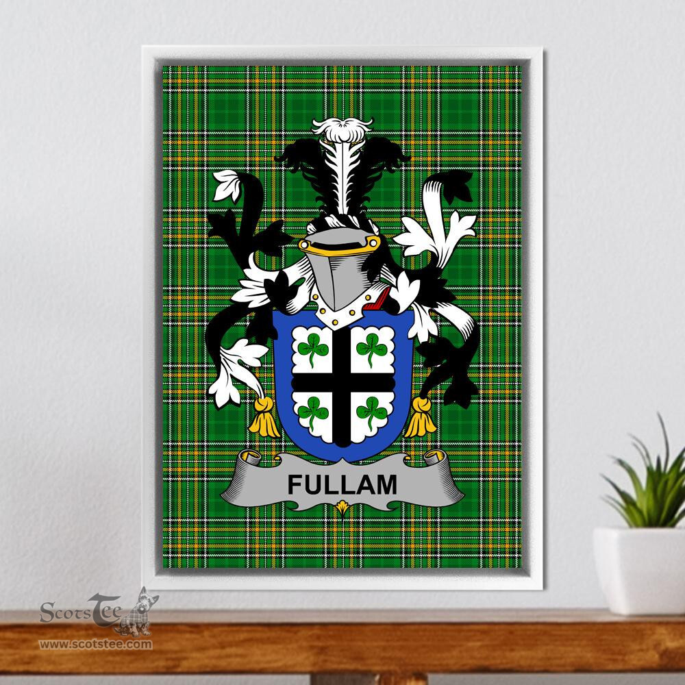 Irish Fullam Coat of Arms Family Crest Ireland Framed Canvas Print Irish National Tartan
