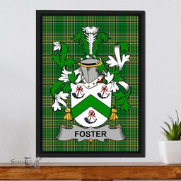 Irish Foster Coat of Arms Family Crest Ireland Framed Canvas Print Irish National Tartan
