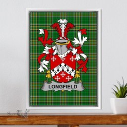 Irish Long or Longe Coat of Arms Family Crest Ireland Framed Canvas Print Irish National Tartan
