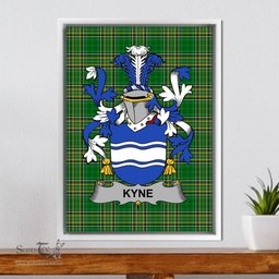 Irish Kyne or O'Kyne Coat of Arms Family Crest Ireland Framed Canvas Print Irish National Tartan