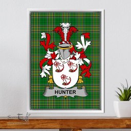 Irish Hunter Coat of Arms Family Crest Ireland Framed Canvas Print Irish National Tartan